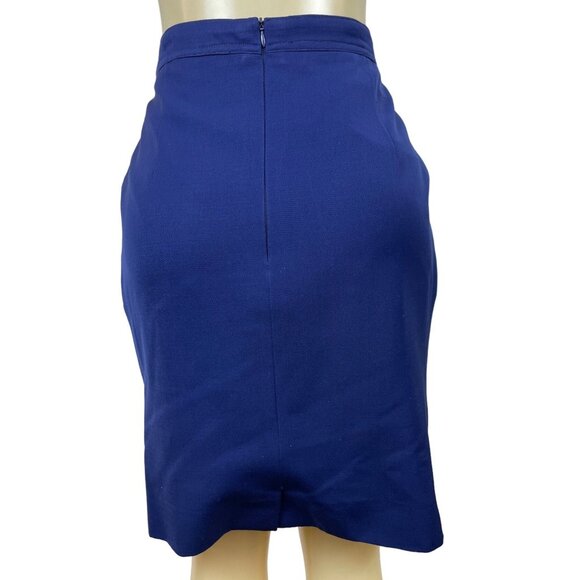 Escada Women’s Navy Blue Zip Up Knee Length Skirt Sz 38 - Picture 4 of 7